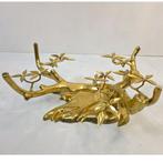 Willy Daro design salontafel jaren 70 messing glas Bonsai, Huis en Inrichting, Gebruikt, 100 tot 150 cm, 50 tot 75 cm, Glas