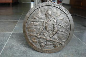 BRANDWEER ROTTERDAM PLAQUETTE BRONS 1928 penning BEGEER