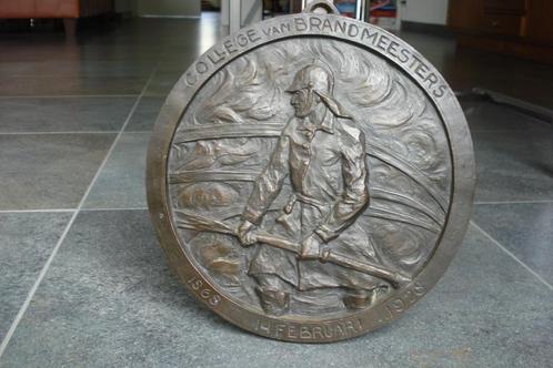 BRANDWEER ROTTERDAM PLAQUETTE BRONS 1928 penning BEGEER, Verzamelen, Overige Verzamelen, Zo goed als nieuw, Ophalen of Verzenden