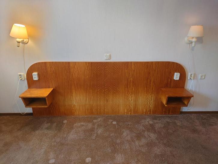 Achterwand voor bed 160 cm met nachtkastjes - retro vintage, Huis en Inrichting, Slaapkamer | Bedden, Gebruikt, Tweepersoons, 160 cm