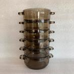 6 vintage rookglas soepkommen Arcoroc France, Ophalen of Verzenden