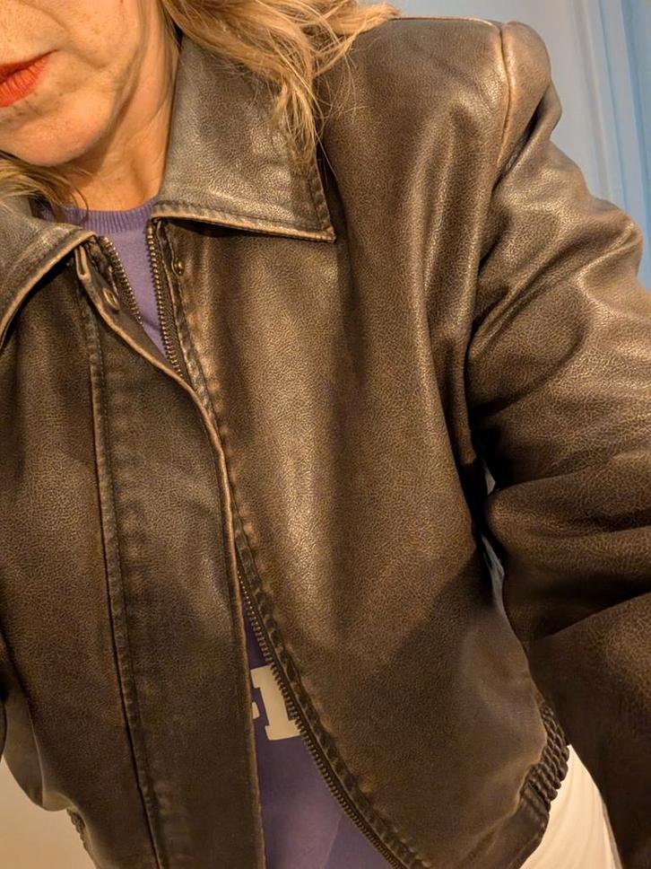 Kort Pilotjack met Schoudervullingen, Kleding | Dames, Jassen | Zomer, Zo goed als nieuw, Maat 42/44 (L), Bruin, Ophalen of Verzenden