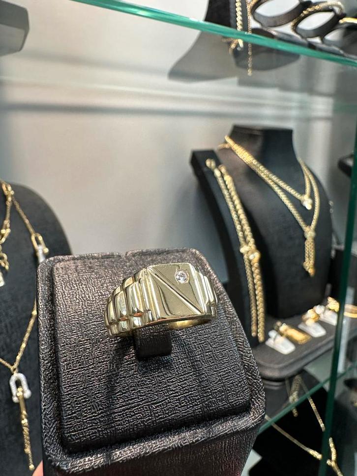 14K Gouden Rolex Ring - Massief & Stijlvol, Sieraden, Tassen en Uiterlijk, Ringen, Zo goed als nieuw, Heer, 19 tot 20, Goud, Met edelsteen