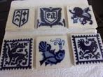 Vintage Delfst blauwe kleur haard/schouw tegeltjes 6 stuks, Ophalen of Verzenden