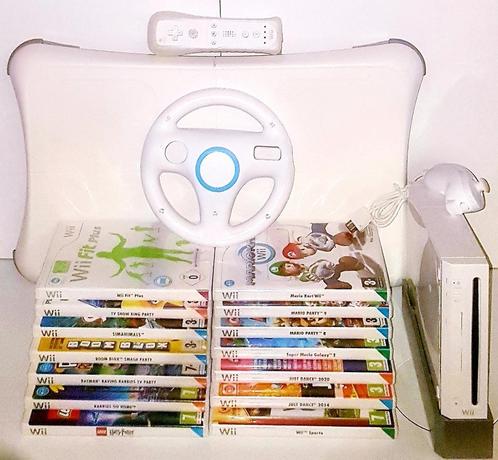 - Wii Set/Games -, Spelcomputers en Games, Spelcomputers | Nintendo Wii, Gebruikt, Met 1 controller, Met games, Met Balance Board