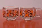 Set van 2 retro vintage glazen jaren 70 Italy koppen, Huis en Inrichting, Keuken | Servies, Gebruikt, Ophalen of Verzenden, Glas