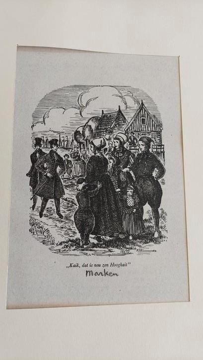 Prentje uit Nederland in de goeden ouden tijd Marken, Antiek en Kunst, Kunst | Litho's en Zeefdrukken, Ophalen of Verzenden