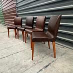 Set van 4 Luxe Design Stoelen – Calligaris – Italiaans Leder, Huis en Inrichting, Stoelen, Calligaris, Bruin, Mijnsherenweg, Ophalen of Verzenden