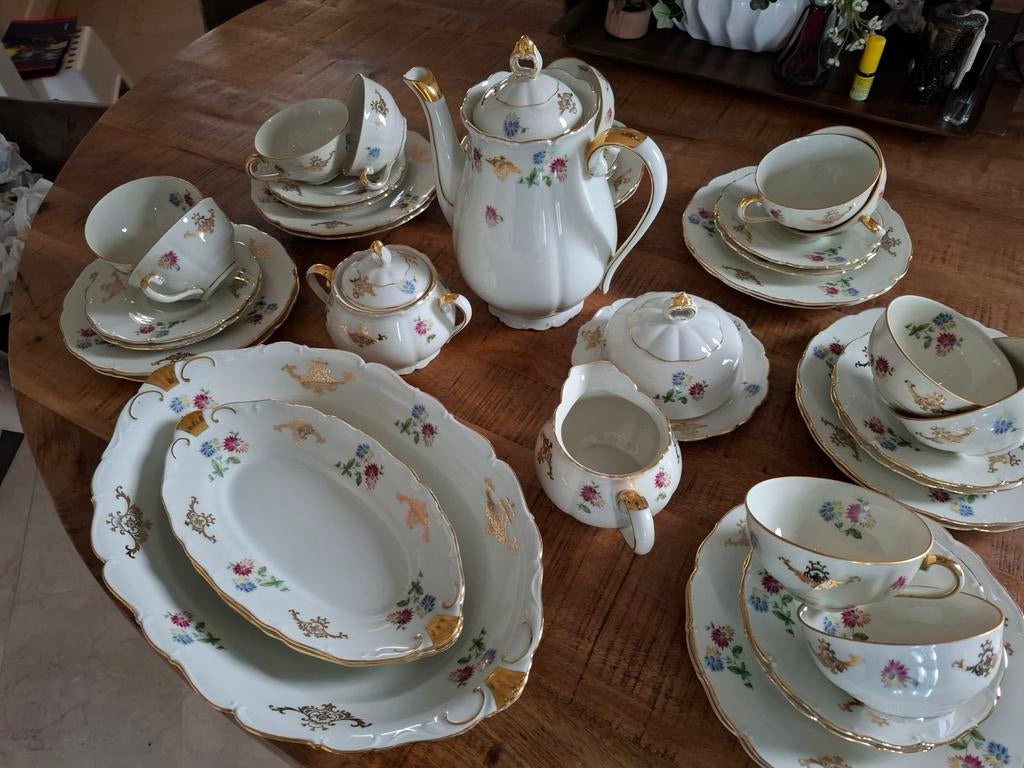 Antiek 12-delig Koffie/Ontbijtservies - 70 jaar oud, Antiek en Kunst, Ophalen