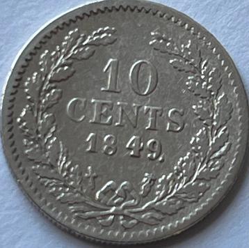 Zilveren dubbeltje 1849 Willem III beschikbaar voor biedingen
