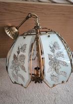 Vintage messing glazen plafond lamp 1971 jaren 70 bloemen, Ophalen of Verzenden, Gebruikt