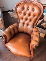 Chesterfield fauteuil, Huis en Inrichting, Stoelen, Ophalen, Gebruikt, Bruin, Leer