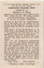 Franciscus J. Smits 1884 Aarle-Rixtel + 1958 aldaar, 73 jr, Verzenden