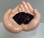Vintage beige crème keramiek grote handen (fruit)schaal, Porselein of Keramiek, Schaal, ., Ophalen of Verzenden