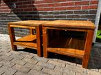 2x teak houten salontafels, Huis en Inrichting, Tafels | Salontafels, 50 tot 100 cm, Minder dan 50 cm, Teakhout, Gebruikt