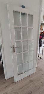 Witte deur met glas, Doe-het-zelf en Verbouw, Deuren en Horren, Ophalen, Gebruikt, 80 tot 100 cm, Binnendeur