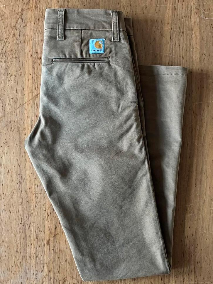 Carhartt WIP chino broek, kaki bruin, maat W27 L32 (164), Kinderen en Baby's, Kinderkleding | Maat 152, Gebruikt, Jongen of Meisje