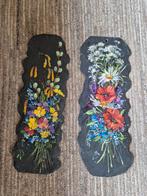 Vintage handbeschilderde bloemen op leisteen, Ophalen of Verzenden