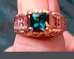 Ring regenboog steen roze saffier maat 18, Sieraden, Tassen en Uiterlijk, Ringen, Nieuw, Goud, Ophalen of Verzenden