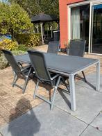 Tuinset eettafel en stoelen, Tuin en Terras, Tuinsets en Loungesets, Ophalen, 4 zitplaatsen, Gebruikt, Aluminium