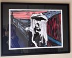Te koop litho ‘DEATH NYC’ girl with umbrella after Banksy, Antiek en Kunst, Ophalen of Verzenden