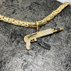 14k gouden ketting met hanger ak47 m4 koningsketting, Ophalen of Verzenden, Zo goed als nieuw, Goud