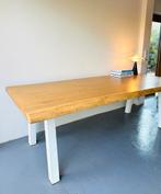 Tafel woodville massief eiken gelakt stalen onderstel 240 cm, Ophalen, 100 tot 150 cm, 200 cm of meer, Zo goed als nieuw