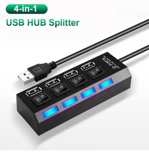 4 Poorten USB2.0 Multi Hub Switch Splitter Adapter Highspeed, Computers en Software, USB Sticks, Nieuw, Ophalen of Verzenden