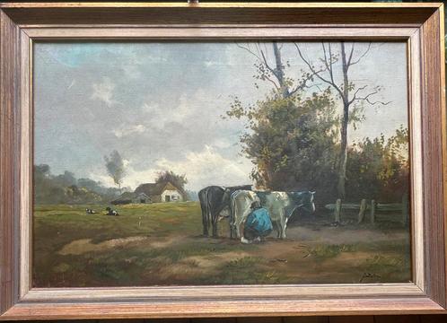 Melktijd, Antiek en Kunst, Kunst | Schilderijen | Klassiek, Ophalen of Verzenden