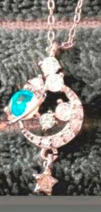 Ketting maan sterren aquamarijn, Verzenden, Nieuw, Zilver, Met hanger
