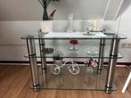 Glazen tafeltje, Huis en Inrichting, Tafels | Sidetables, Ophalen, 50 tot 100 cm, Rond, Zo goed als nieuw