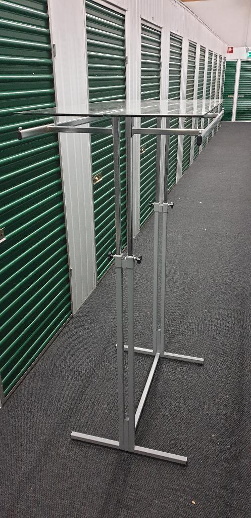 Kledingrek, chroom, glas, plateau, maten: 120x61x119-202, Kleding | Dames, Kledingrekken, Zo goed als nieuw, Ophalen