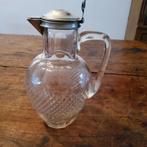 Antieke karaf met zilveren klepdeksel, Antiek en Kunst, Antiek | Glas en Kristal, Ophalen of Verzenden