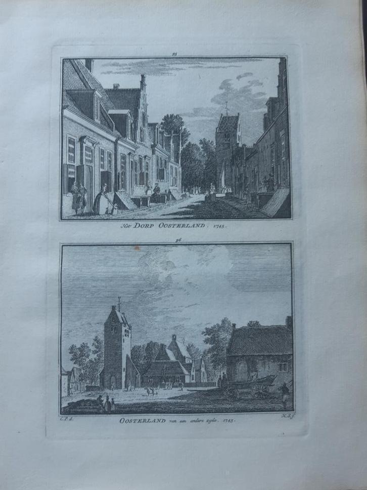 95-96*/ Dorp Oosterland Zeeland Gravure uit 1754, Antiek en Kunst, Kunst | Etsen en Gravures, Ophalen of Verzenden