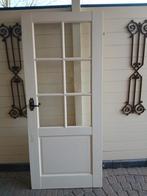 Houten opdek binnendeur met glas 201 /83 rechtsdraaiend, Ophalen, Gebruikt, 80 tot 100 cm, Binnendeur