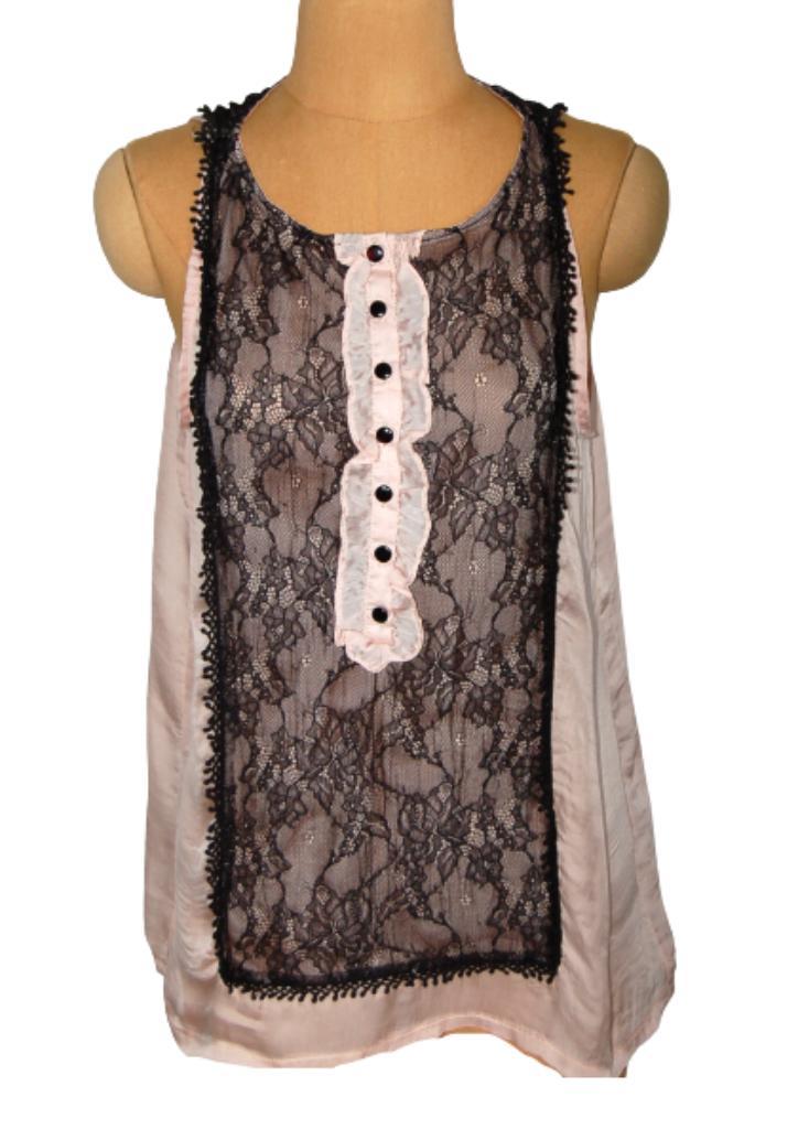 AN'GE topje, top, lace, zalm / roze, Mt. M, Kleding | Dames, Tops, Zo goed als nieuw, Maat 38/40 (M), Roze, Zonder mouw, Verzenden