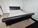 Leren bed, Ophalen, Zwart, Tweepersoons, Zo goed als nieuw
