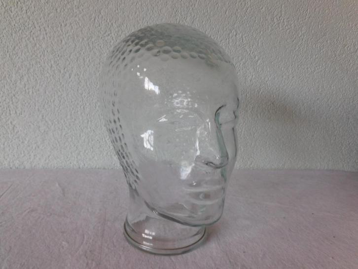 Vintage glazen hoofd voor pruik, hoed of koptelefoon, hg 24,, Verzamelen, Retro, Huis en Inrichting, Ophalen of Verzenden