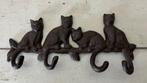 Gietijzeren kapstokje wandrekje met poezen en 4 haken