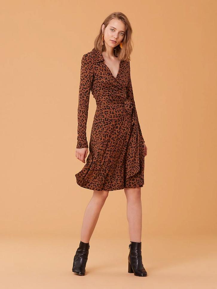 Diane von Furstenberg wrapdress Heyford Cocoa 38 NIEUW, Kleding | Dames, Jurken, Nieuw, Maat 38/40 (M), Bruin, Knielengte, Ophalen of Verzenden