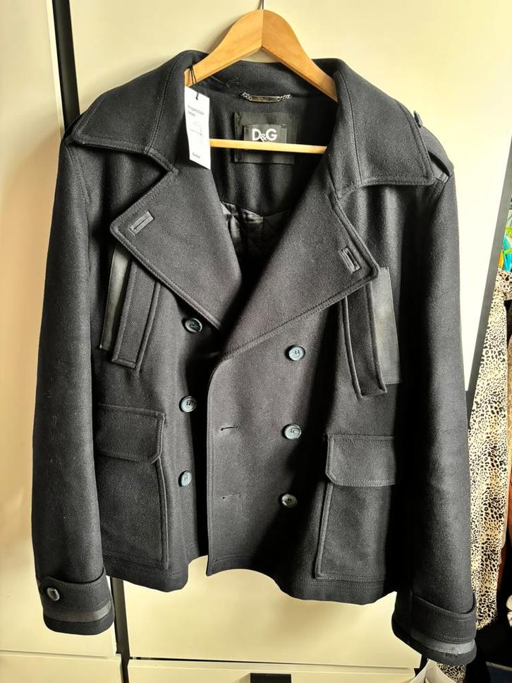 Zeer mooie Dolce & Gabanna peacoat heren, Kleding | Heren, Jassen | Winter, Zo goed als nieuw, Maat 52/54 (L), Zwart, Ophalen of Verzenden