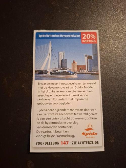 Spido Rotterdam Havenrondvaart 20% korting, Tickets en Kaartjes, Kortingen en Cadeaubonnen, Drie personen of meer, Overige typen