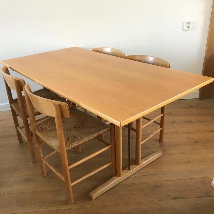 4 Mobler Borge Mogensen J-39 stoel shaker ABJ tafel Deens, Huis en Inrichting, Stoelen, Gebruikt, Eén, Bruin, Ophalen