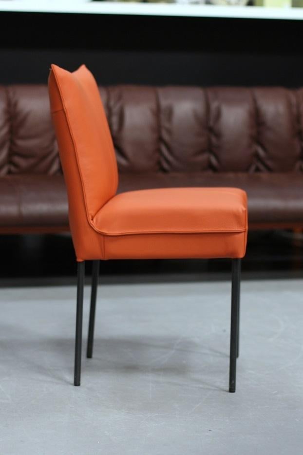 Leuke moderne eetkamerstoel Forward Jess Design leer oranje, Ophalen, Zo goed als nieuw, Leer, Eén