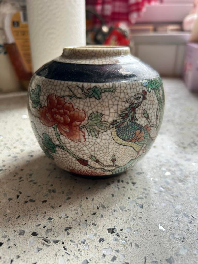 Antieke Satsuma Crackle Vaas Meiji Periode (1868-1912), Antiek en Kunst, Antiek | Vazen, Ophalen of Verzenden