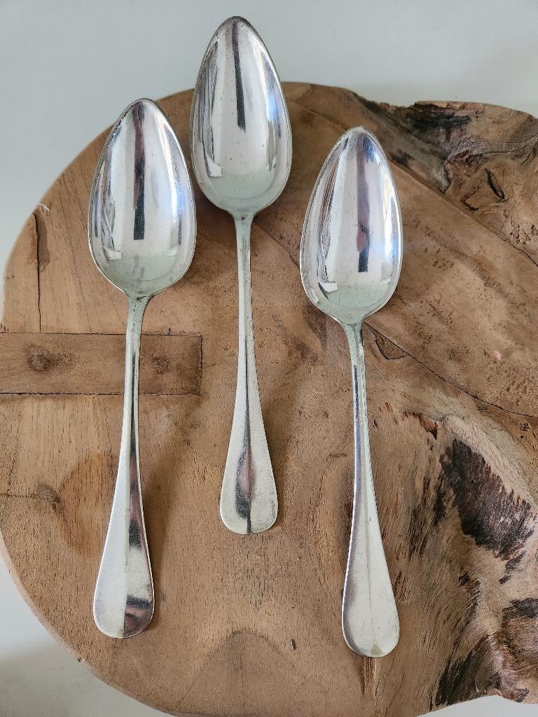 3x Verzilverde lepels christofle - Hollands glad, Ophalen of Verzenden