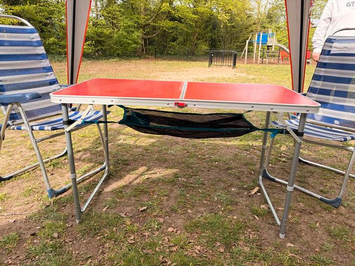 Opklapbare campingtafel en stoelen, Caravans en Kamperen, Kampeermeubelen, Gebruikt, Campingtafel, Ophalen