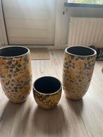 2plantenvazen en 1 plantenpot zgan, Tuin en Terras, Bloempotten, Rond, Ophalen of Verzenden, Zo goed als nieuw, Aardewerk