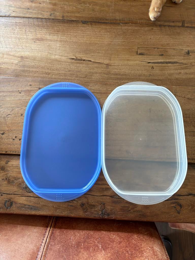 Tupperware Kaas- en Vleeswarenbakken met/zonder tray, Ophalen of Verzenden, Gebruikt, Blauw, Bak of Kom