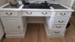 Klassiek Engels bureau - Wit met leren blad, Ophalen, Gebruikt, Bureau